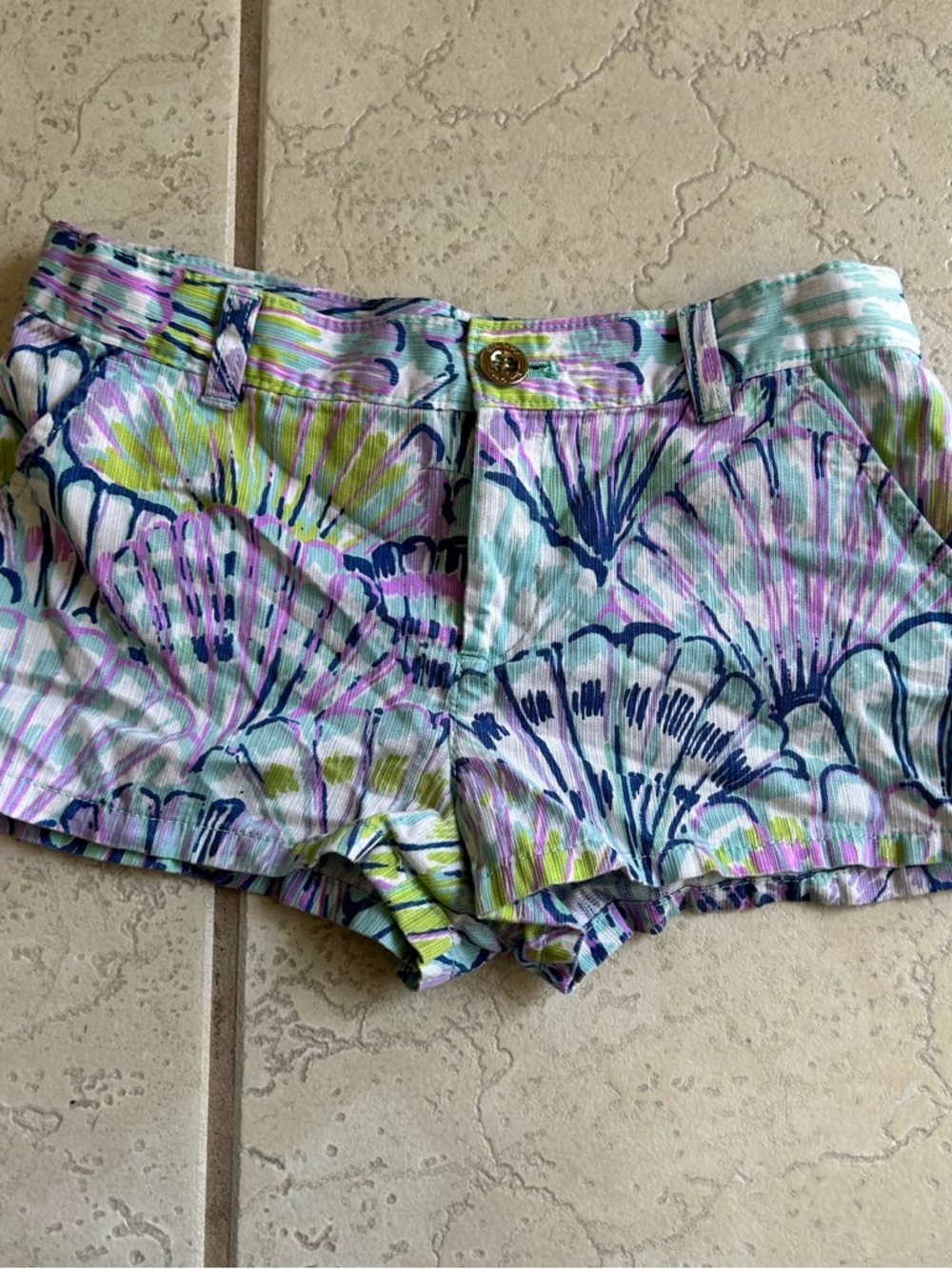 Girls Lilly Pulitzer Shello Seashells Shorts Sz 10 Multicolored Sea Shells Beach